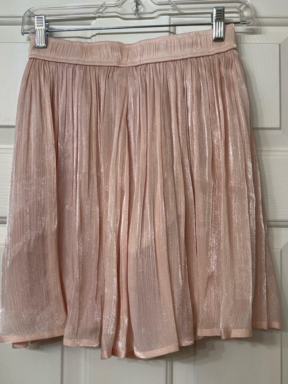 Shimmer Pleated Midi Skort in Blush Pink